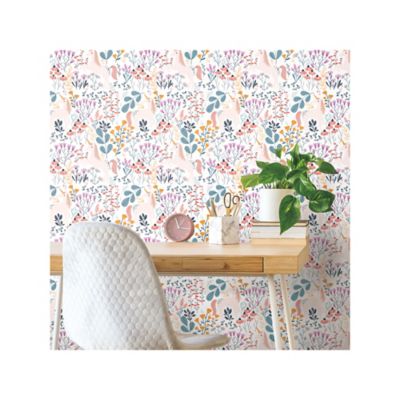 Image showing  Unicorn Paradise Peel & Stick Wallpaper, White and Pink