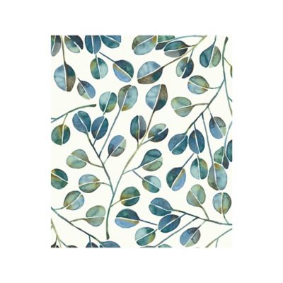 RoomMates Teal & White Cat Coquillette Eucalyptus Peel & Stick Wallpaper