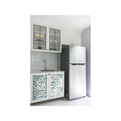 Image showing  Teal & White Cat Coquillette Eucalyptus Peel & Stick Wallpaper