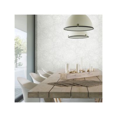 Image showing  Grey & White Zen Dahlia Peel & Stick Wallpaper