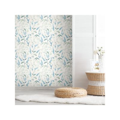 Image showing  Floral Sprig Peel & Stick Wallpaper, Blue