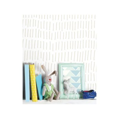 Image showing  Beige & White Tick Marks Peel & Stick Wallpaper