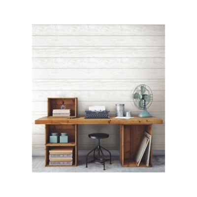 Image showing  White & Grey Raised Shiplap Peel & Stick Wallpaper