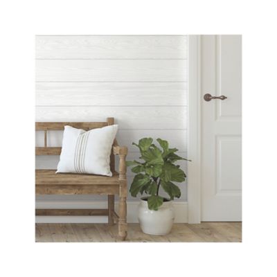 Image showing  White & Grey Raised Shiplap Peel & Stick Wallpaper
