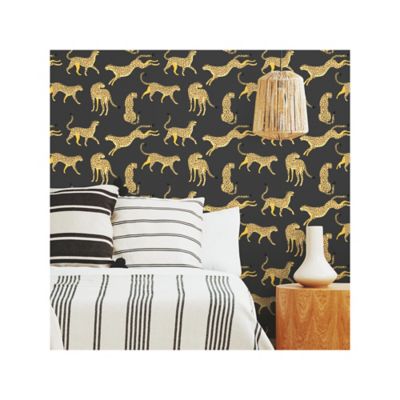 Image showing  Cheetah Cheetah Peel & Stick Wallpaper, Black and Orange
