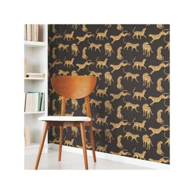 Image showing  Cheetah Cheetah Peel & Stick Wallpaper, Black and Orange