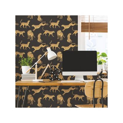Image showing  Cheetah Cheetah Peel & Stick Wallpaper, Black and Orange