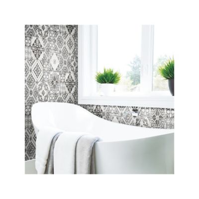 Image showing  Black Mediterranean Tile Peel & Stick Wallpaper
