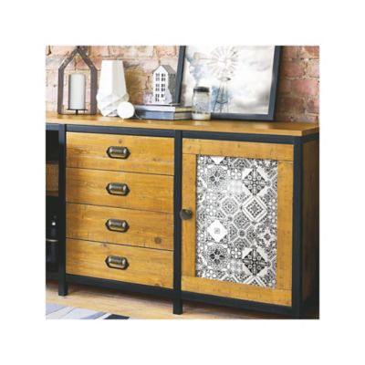 Image showing  Black Mediterranean Tile Peel & Stick Wallpaper