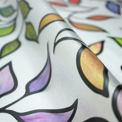 Image showing  Stained Glass Leaves Window Film