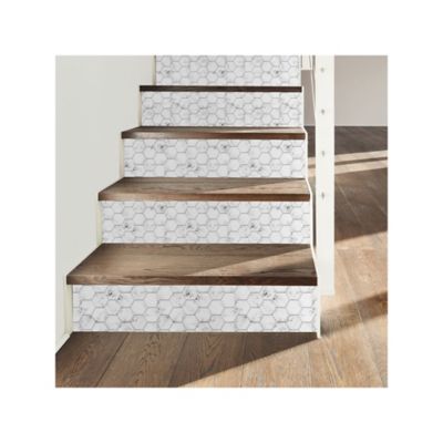 Image showing  White & Black Carrara Marble Hexagon Peel & Stick Backsplash