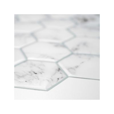 Image showing 6 th RoomMates White & Black Carrara Marble Hexagon Peel & Stick Backsplash