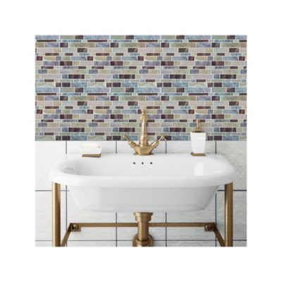 Image showing  Blue Long Stone Tile Peel & Stick Backsplash