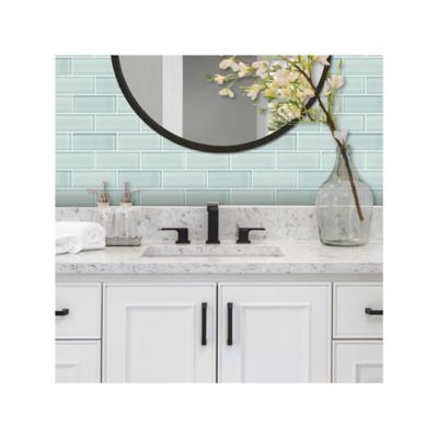 Image showing  Aqua Seaglass Subway Peel & Stick Tiles