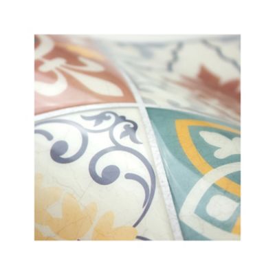 Image showing 6 th RoomMates Orange/Blue/Yellow Spanish Terracotta Tile Peel and Stick Backsplash