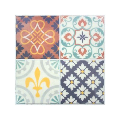 Image showing 8 th RoomMates Orange/Blue/Yellow Spanish Terracotta Tile Peel and Stick Backsplash