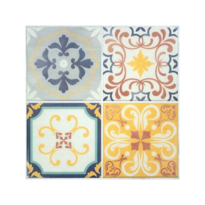 Image showing 9 th RoomMates Orange/Blue/Yellow Spanish Terracotta Tile Peel and Stick Backsplash