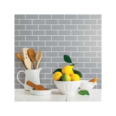 Image showing  Grey Subway Peel & Stick Backsplash