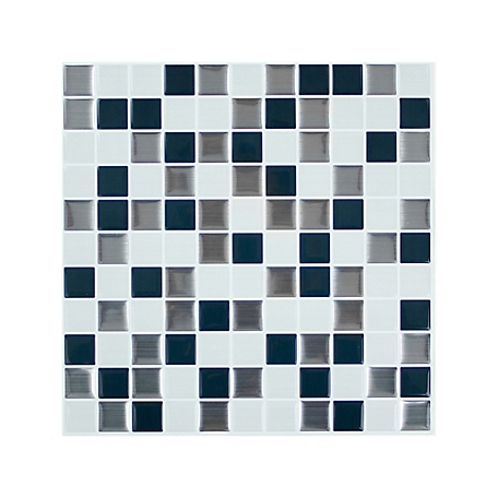 RoomMates White & Black Metallic Checkerboard Tile Peel & Stick Backsplash