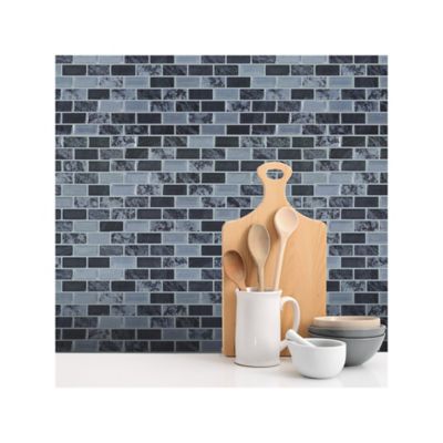 Image showing  Black & Grey Traditional Marble Tile Peel & Stick Backsplash