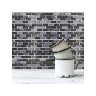 Image showing  Black & Grey Traditional Marble Tile Peel & Stick Backsplash