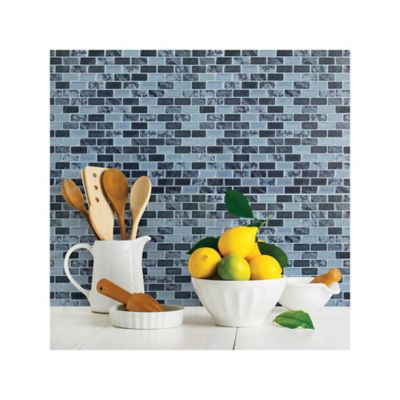 Image showing  Black & Grey Traditional Marble Tile Peel & Stick Backsplash