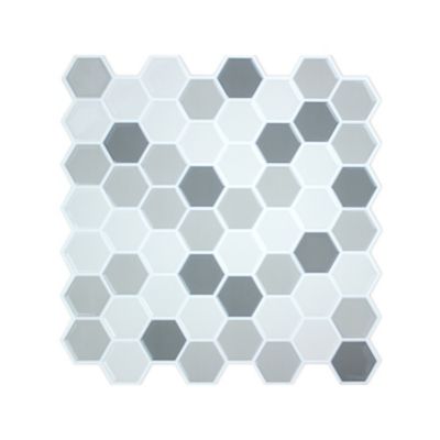 RoomMates Grey Hexagon Tile Peel & Stick Backsplash