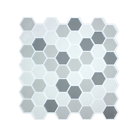 RoomMates Grey Hexagon Tile Peel & Stick Backsplash