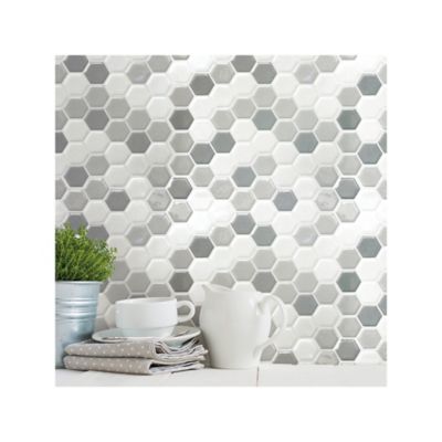 Image showing  Grey Hexagon Tile Peel & Stick Backsplash
