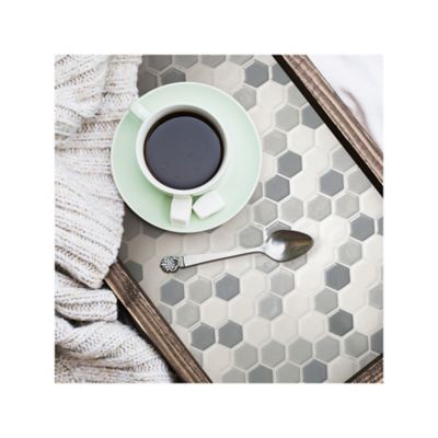 Image showing  Grey Hexagon Tile Peel & Stick Backsplash