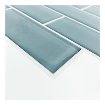 Roommates Aqua Seaglass Subway Peel & Stick Tile