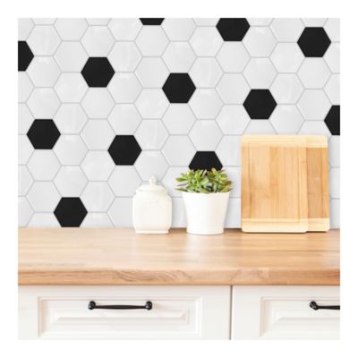 Image showing  Black & White Large Hexagon Sticktile