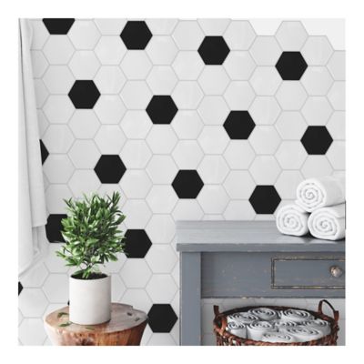 Image showing  Black & White Large Hexagon Sticktile