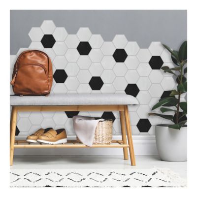 Image showing  Black & White Large Hexagon Sticktile