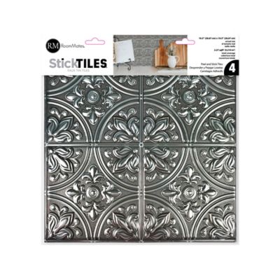 Image showing 6 th RoomMates Tin Peel & Stick Tile Backsplash, Silver