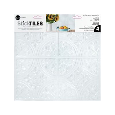 Image showing 8 th RoomMates Tin Peel & Stick Tile Backsplash, Bright White