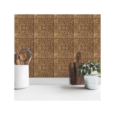 Image showing  Tin Peel & Stick Tile Backsplash, Copper