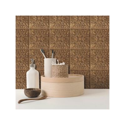 Image showing  Tin Peel & Stick Tile Backsplash, Copper
