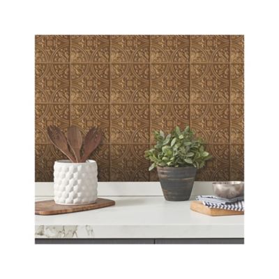 Image showing  Tin Peel & Stick Tile Backsplash, Copper