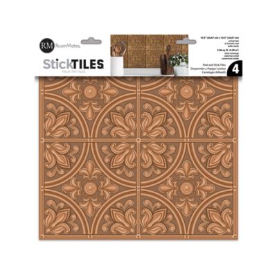 Image showing 9 th RoomMates Tin Peel & Stick Tile Backsplash, Copper