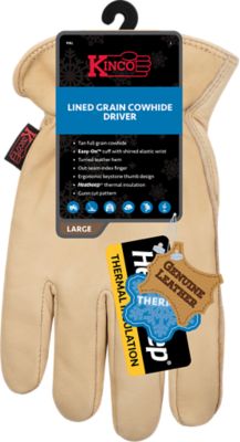 Kinco Full Grain Cowhide Gloves, Lined, XL