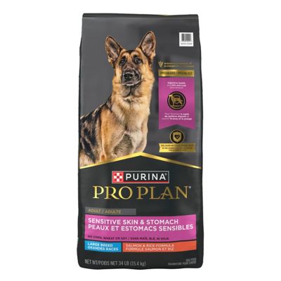 Purina Pro Plan Sensitive Skin and Stomach Dog Food Large Breed Salmon and Rice Formula I would strongly suggest anyone with large breed dogs to try this!!!