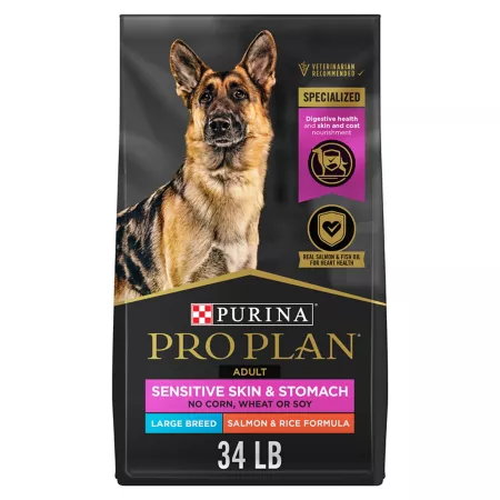 Purina Pro Plan Large Breed Adult Dry Dog Food for Sensitive Skin and Stomach Salmon and Rice Formula 34 lb Bag Dry Dog Food