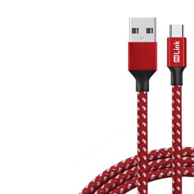 Image showing  2-Pack (6 ft. + 10 ft.) Type-C to USB-A Charging and Syncing Cable (red-white)