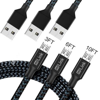 miLink 3 Pack Micro USB Cable (3 ft. + 6 ft. + 10 ft.)