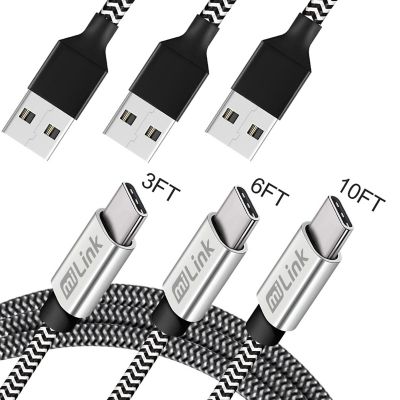 miLink 3 Pack Type-C Cable (3 ft. + 6 ft. + 10 ft.)