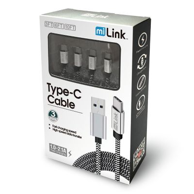 Image showing  3 Pack Type-C Cable (3 ft. + 6 ft. + 10 ft.)