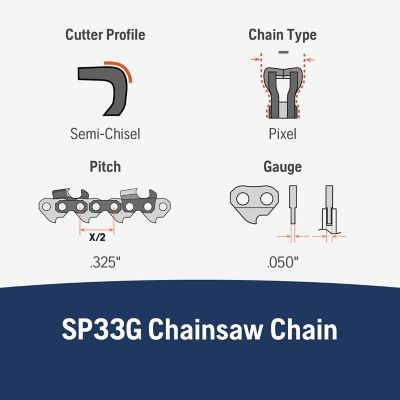 Image showing  20 in. X-Cut S93G Chainsaw Chains, 0.325 in. Pitch, 0.050 in. Gauge, 80 Drive Links, 2-Pack