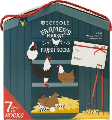 Little Hotties Sock Box Farm Fresh Chickens, 7 Pair, 14720