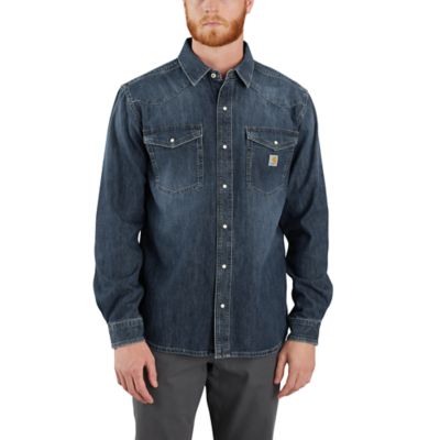 Image showing  Men's Montana Relaxed Fit Midweight Denim Snap Front Long-Sleeve Work Shirt